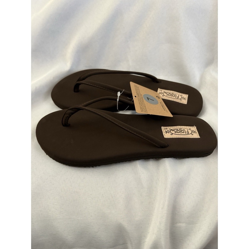 New Womens Flojos Fiesta Brown Flip Flops Women Size 7 Flojos Brown Flip Flops - Picture 5 of 7